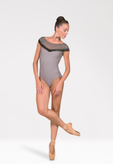 Body per Danza con Inserto a V e Rete in Velluto Harmony