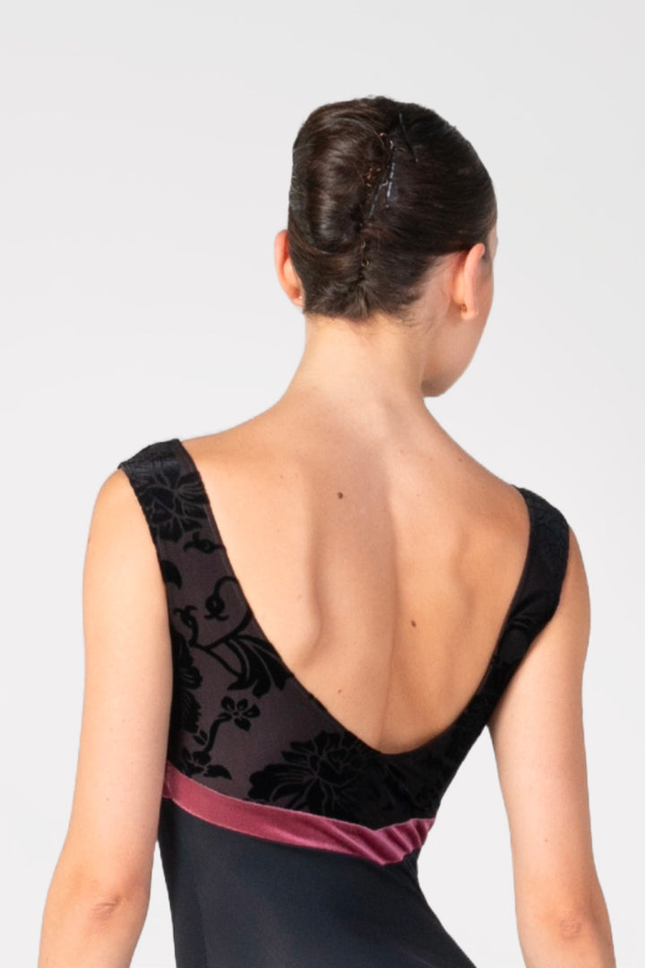 Body per Danza Donna a Canotta con Inserto a Fascia Harmony colore nero/cipolla