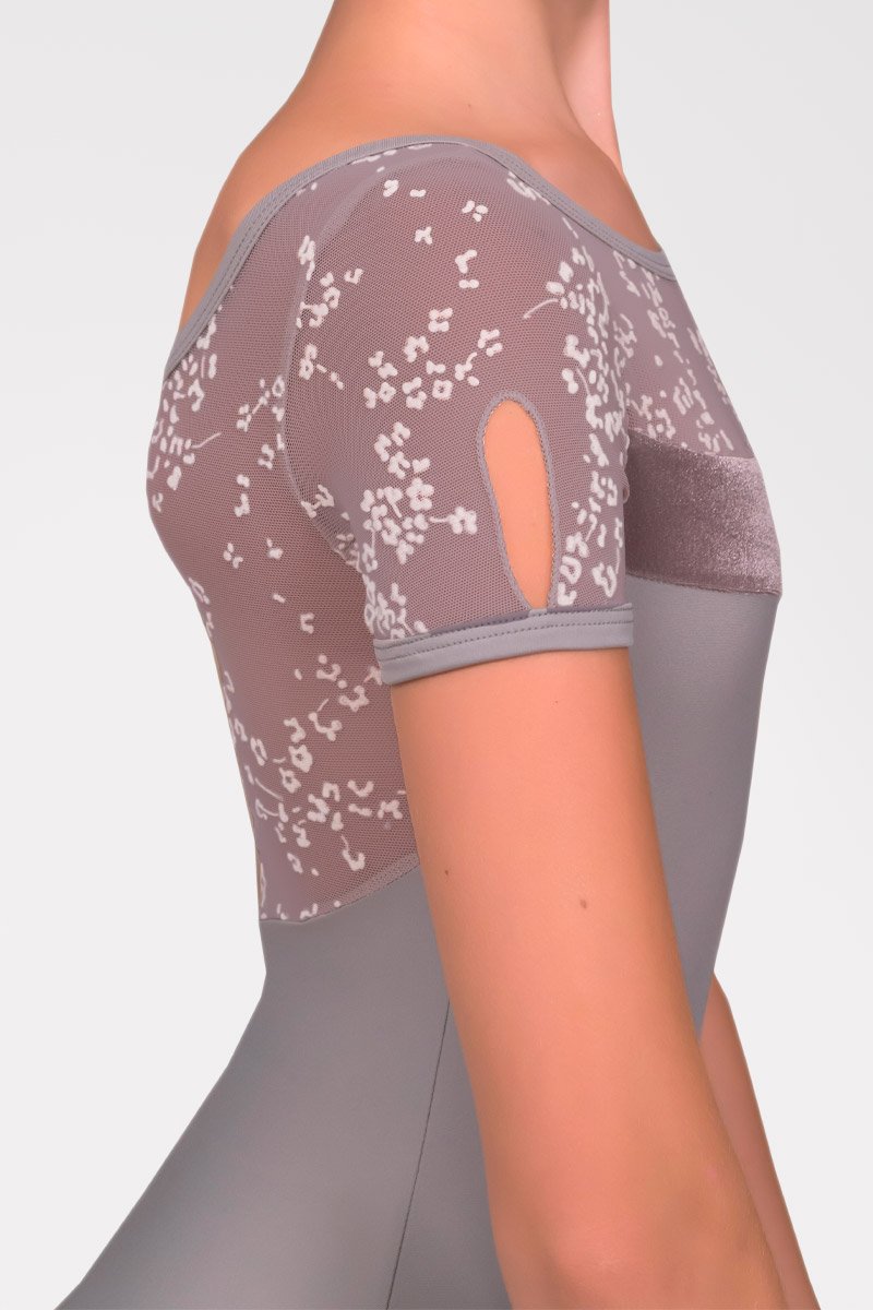 Body per Danza con Manica Corta in Rete Floccata Harmony