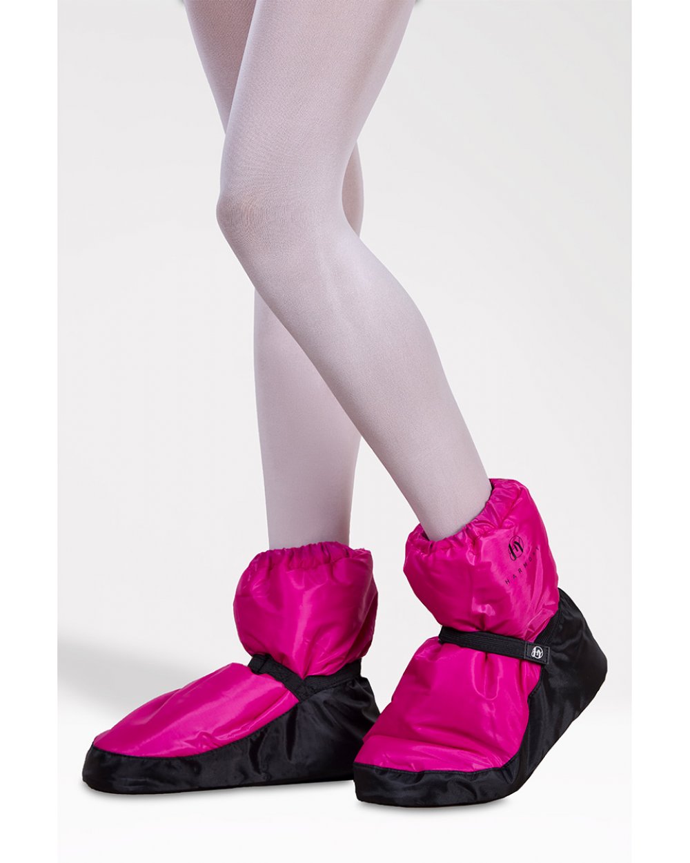 Scaldapiedi Danza Ballerina Harmony in Nylon color Fucsia e Nero indossati